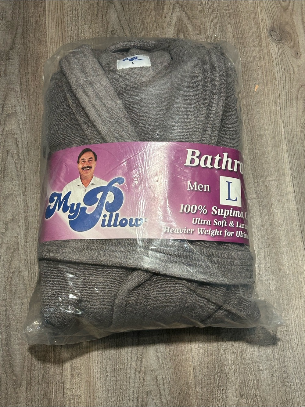 MyPillow Men's Gray Bath Robe - Large
